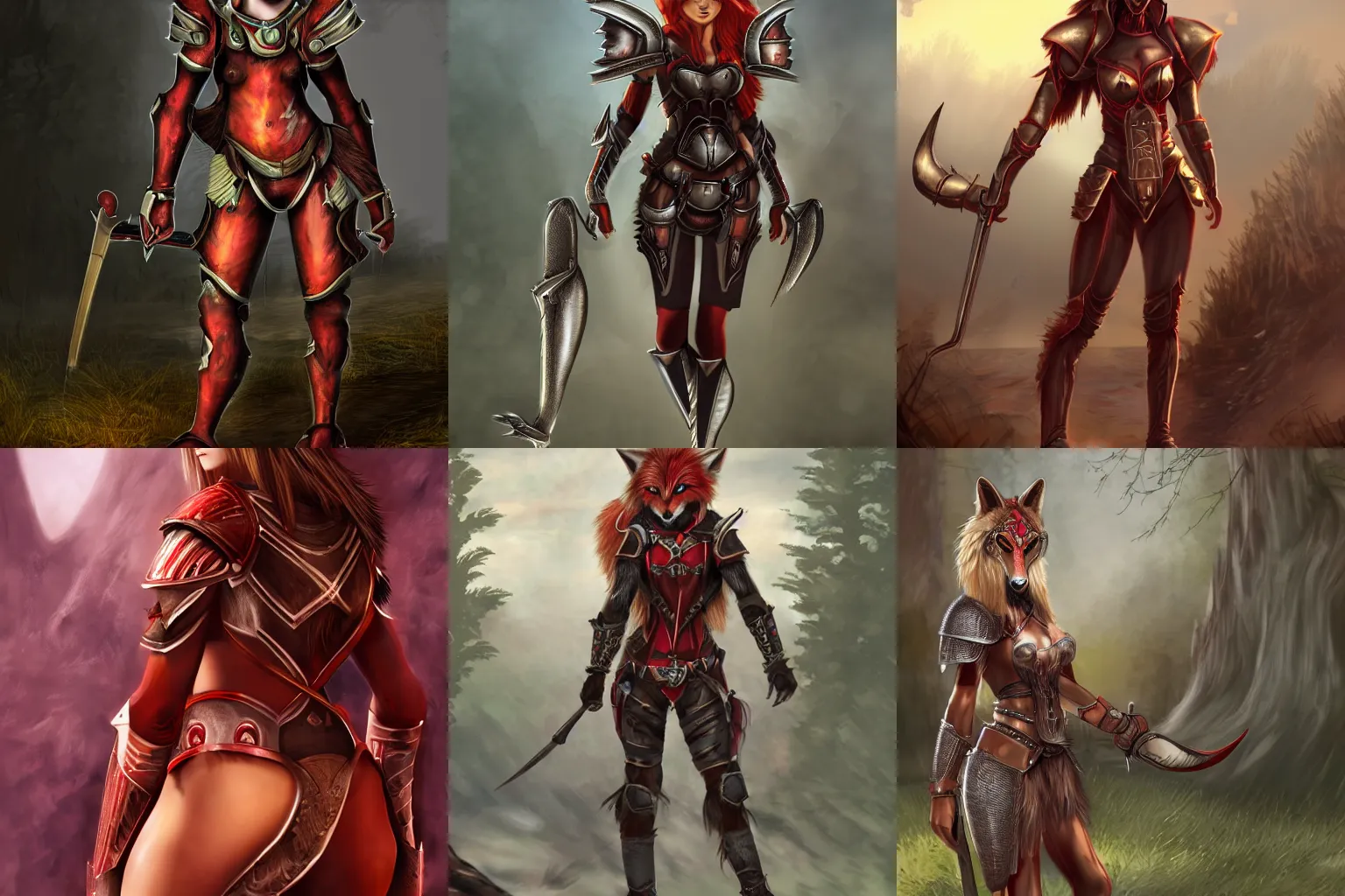 Prompt: anthro female red wolf in armor, fantasy, ultra HD, pleasant