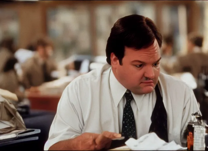 Image similar to Kevin Malone as Gordon Gecko in Wall Street 1987