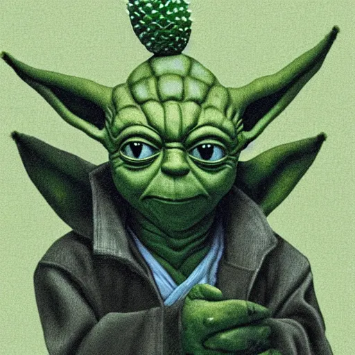 Image similar to yoda turning into a cactus