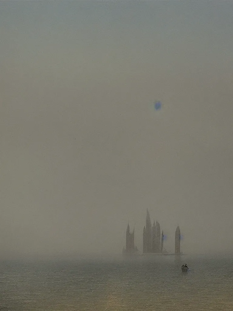 Prompt: fog dubai by caspar david friedrich