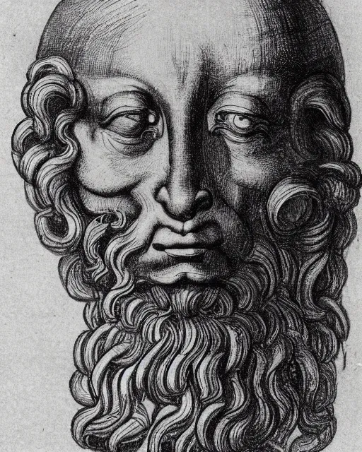 Prompt: head with two faces creature, drawn by da vinci