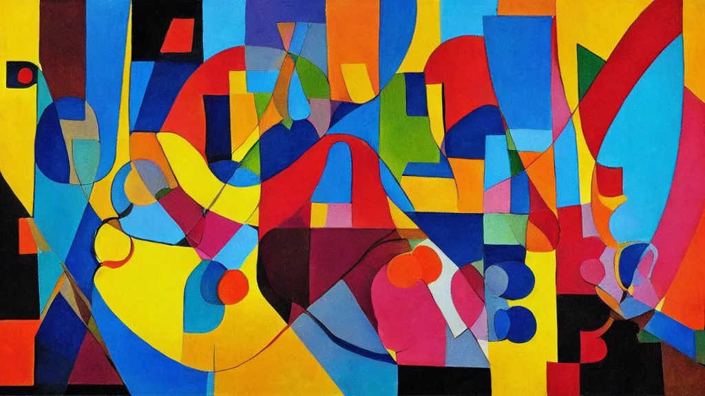 Prompt: abstract minimalism art painting, lines, forms, shapes, in style of kandinski,