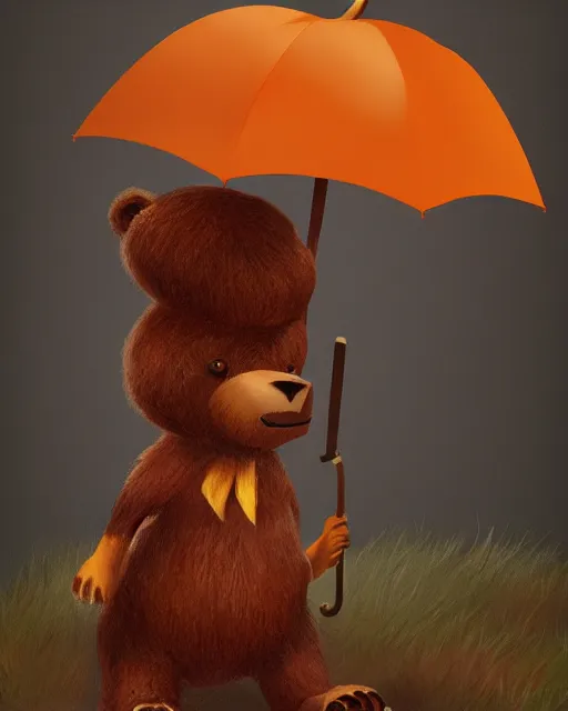 Image similar to autumn a bear with an umbrella by samuel smith trending on artstation