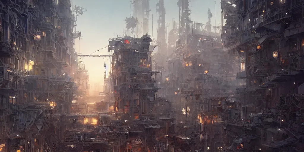 Image similar to a city made from mechanical parts, greg rutkowski, 8 k, shallow depth of field, intricate detail, concept art,
