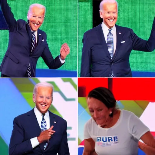 Prompt: joe biden t - posing at the dnc