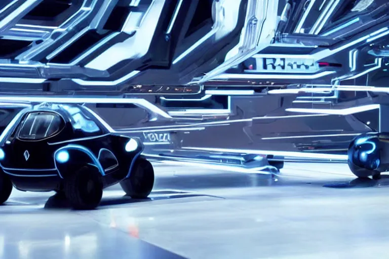 Prompt: Renault 4 car in the Movie TRON (2010)