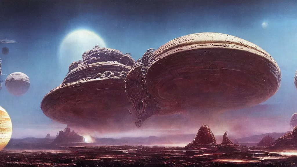 Image similar to alien planet, an empire in upheaval by arthur haas and bruce pennington, cinematic matte painting