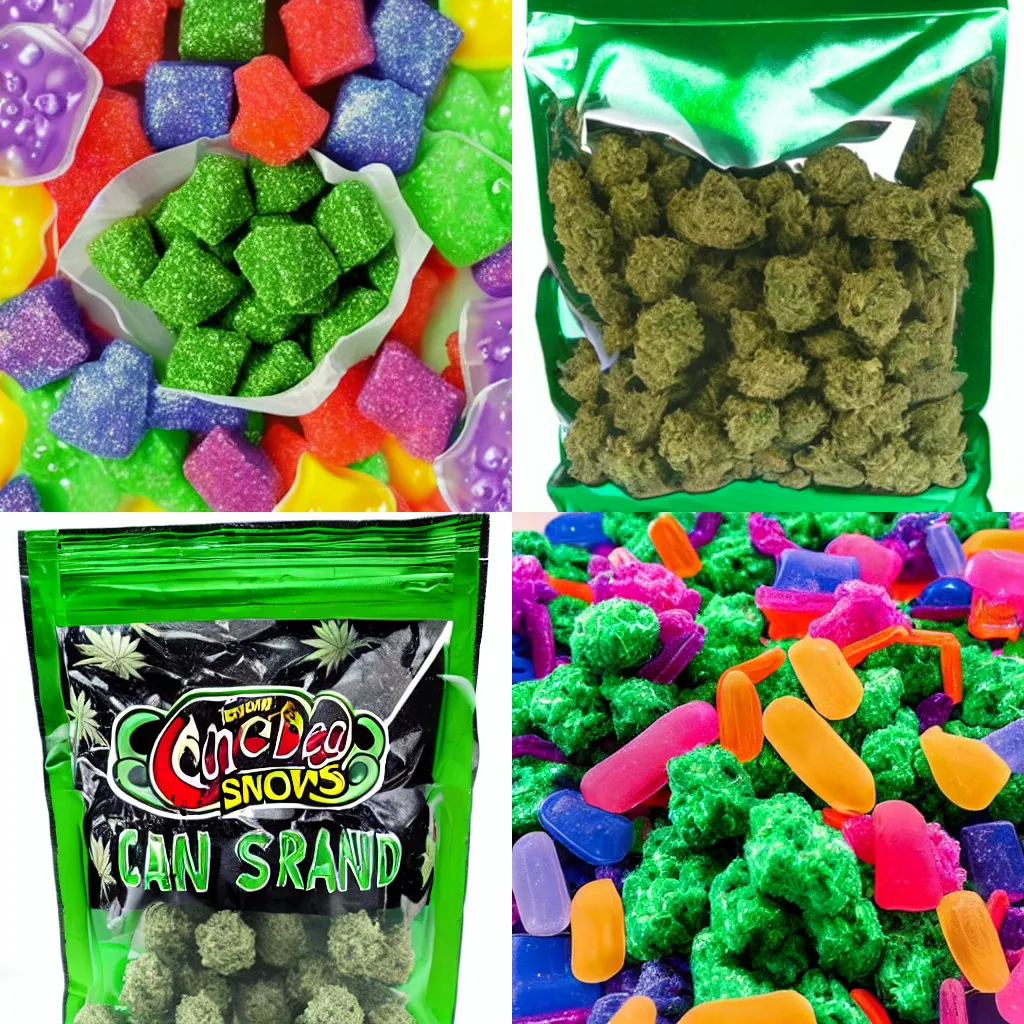 A Big Bag Of Weed Candy At The End Of A Rainbow Stable Diffusion 