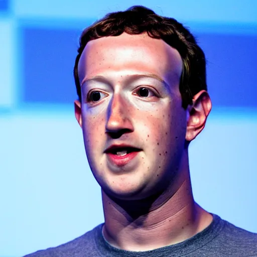Prompt: Mark zuckerberg's head on the body of a robot, blue background