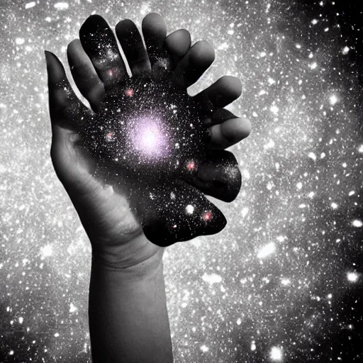 Image similar to the void of forgotten galaxies in the palm of a hand