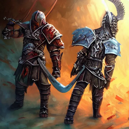 Image similar to fantasy warrior trending on artstation painterly greatsword guts fighting