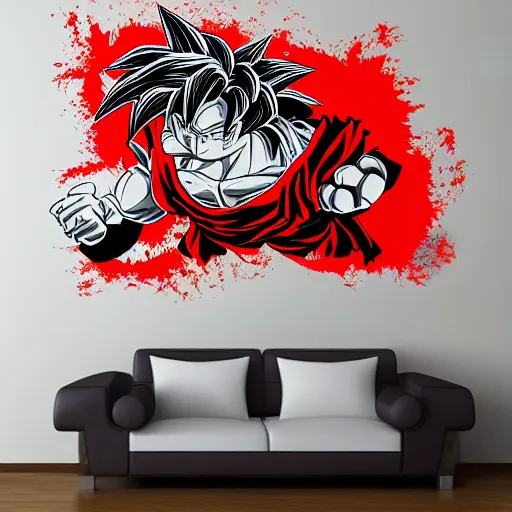 Image similar to die cut sticker, goku with a strawhat, splatter paint