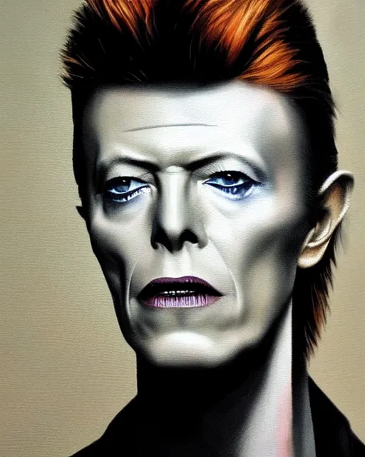 Prompt: David Bowie in photorealistic oil painting style