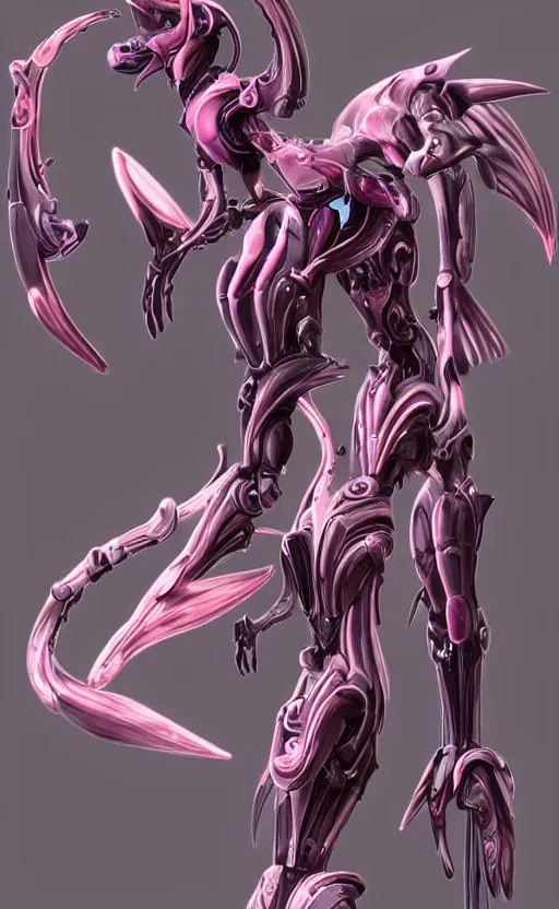 Image similar to extremely detailed goddess shot, front shot, low shot, of a beautiful saryn warframe, that's a giant beautiful stunning anthropomorphic robot female dragon with metal cat ears, standing elegantly on a mountain, detailed sharp robot dragon claws, robot dragon feet, streamlined pink armor, thick smooth warframe thighs, long elegant tail, detailed warframe fanart, destiny fanart, high quality digital art, giantess art, furry art, 3D realistic, warframe art, Destiny art, furaffinity, DeviantArt, artstation, 8k HD, octane render