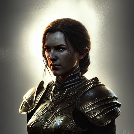 Image similar to unknown the elder scrolls vi charismatic rugged female character portrait partially clothed in metal - plated battle armor atmospheric lighting painted intricate volumetric lighting, beautiful, sharp focus, ultra detailed by leesha hannigan, ross tran, thierry doizon, kai carpenter, ignacio fernandez rios