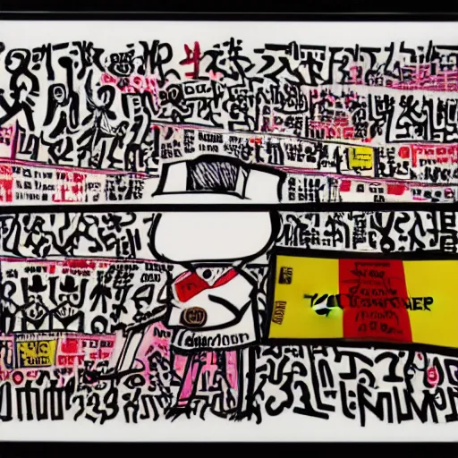 Image similar to jack the ripper, symmetrical, by andy warhol, tyler edlin, yoshitaka amano, liu wei, anselm kiefer, keith harring, joongwon charles jeong