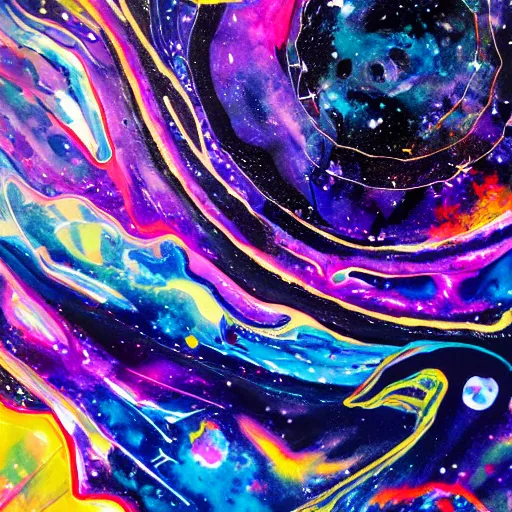 Prompt: Liminal space in outer space acrylic paint pour, watercolor, marbling, graffiti, very detailed, hd, high resolution print :1 CMYK :1