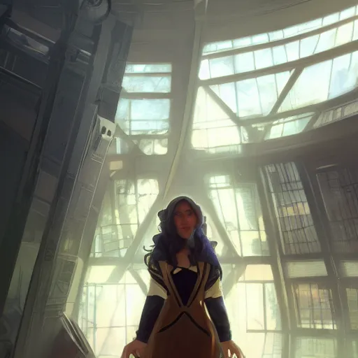 Image similar to A computer, zenith angle, shadowy area, dramatic lighting, concept art, digital painting, Unreal Engine 5, 8K, art by artgerm and Greg Rutkowski and Alphonse Mucha