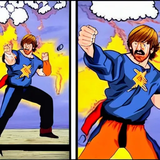 Image similar to chuck norris throwing a kamehameha