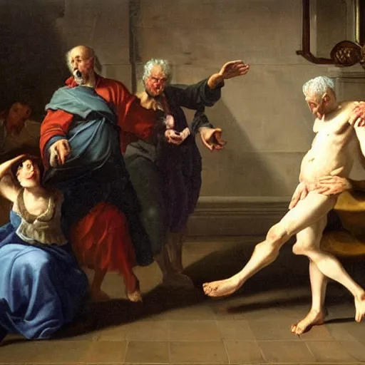 Prompt: person in dispair inside limbo, baroque painting