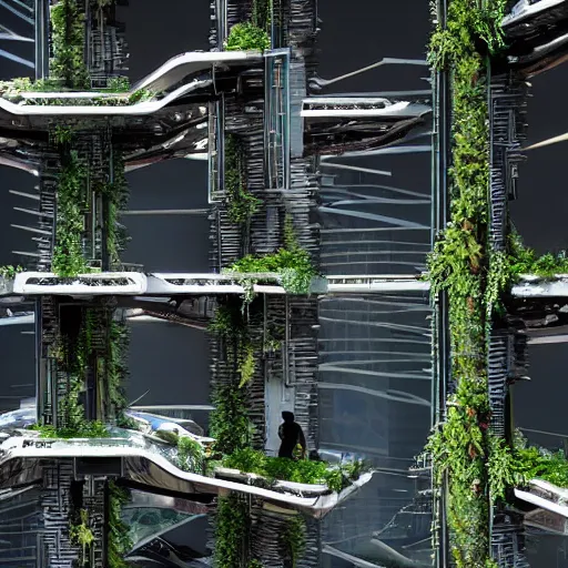 Image similar to Cyberpunk futuristic hanging gardens of Babylon