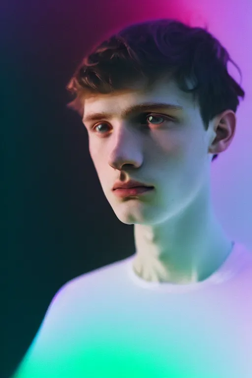 Prompt: high quality pastel coloured film mid angle selfie photograph of a beautiful young 2 0 year old male, soft features, short black hair, standing in an icelandic black rock environment. atmospheric. three point light. photographic. art directed. ( pastel colours ). volumetric light. clearcoat. waves glitch. 8 k. filmic.