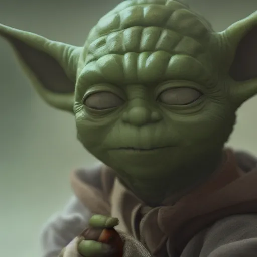 Image similar to Yoda hitting himself with a stick, hyperdetailed, artstation, cgsociety, 8k