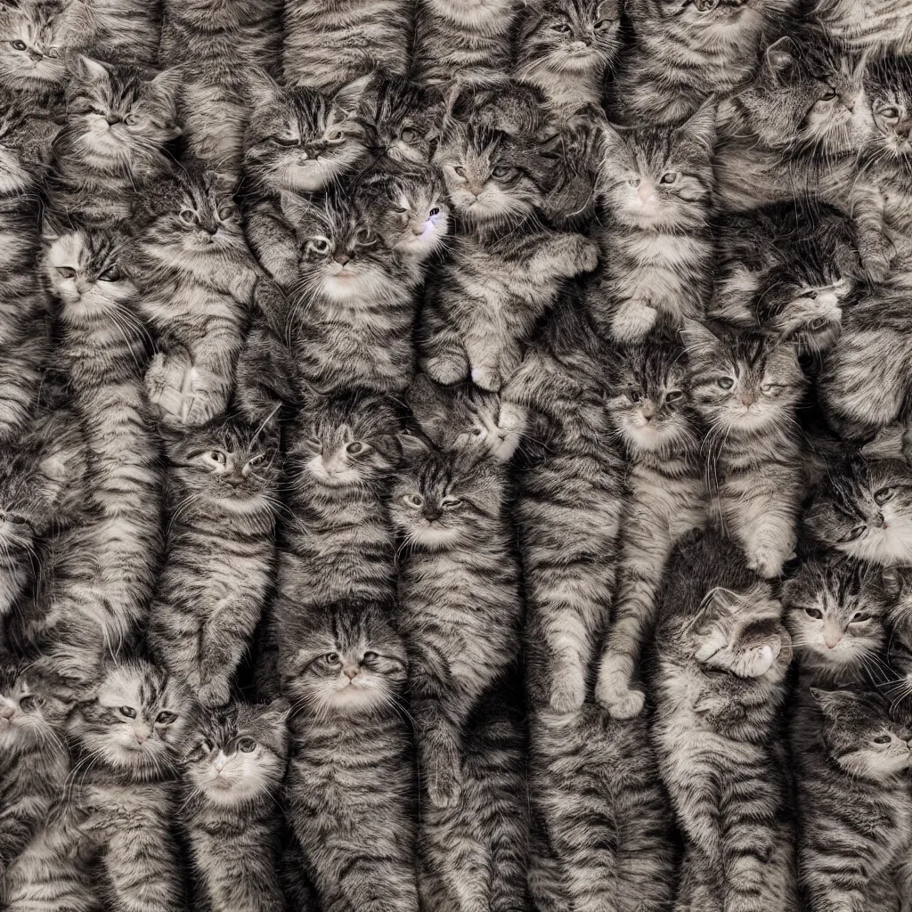 Prompt: a close up of a wall made of multiple cats, a photo by fred a. precht, shutterstock contest winner, dye - transfer, ultrafine detail, uhd image