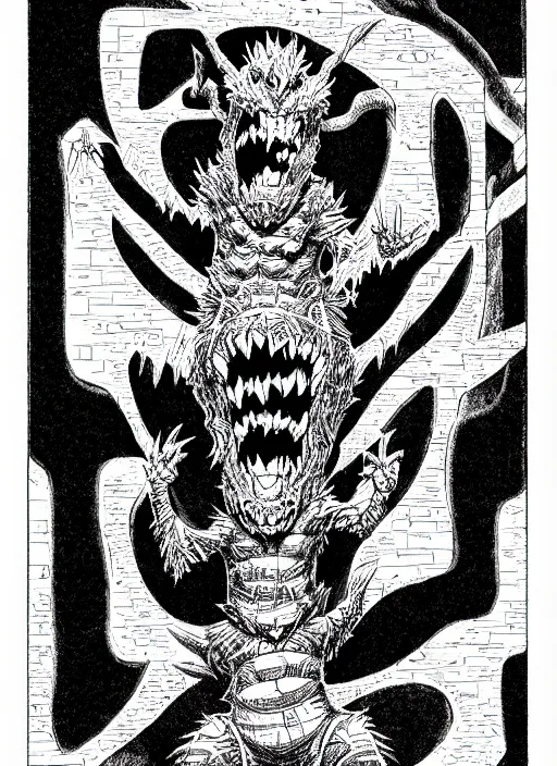 Image similar to the pokemon missingno as a d & d monster, pen - and - ink illustration, etching, by russ nicholson, david a trampier, larry elmore, 1 9 8 1, hq scan, intricate details, high contrast