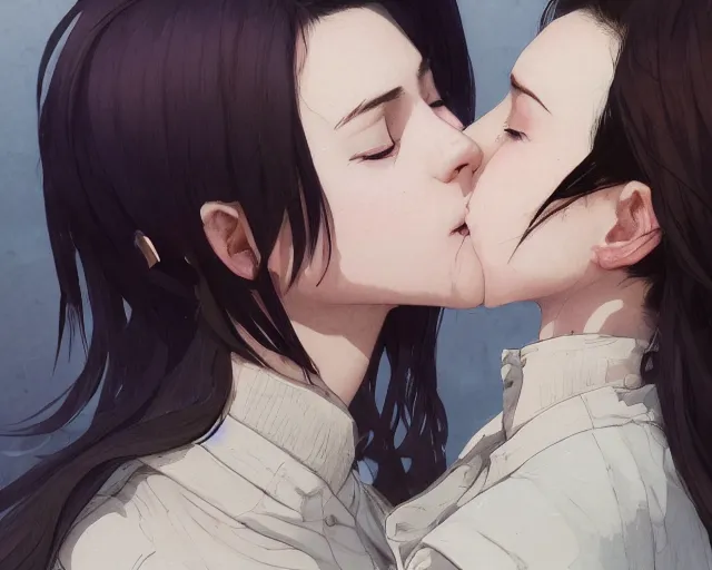 Prompt: girl kissing another girls neck, sharp details, sharp focus, elegant, highly detailed, illustration, by jordan grimmer and greg rutkowski and pine ( ハイネ ) and 薯 子 imoko and 香 川 悠 作 and wlop and maya takamura, intricate, beautiful, trending artstation, pixiv, digital art