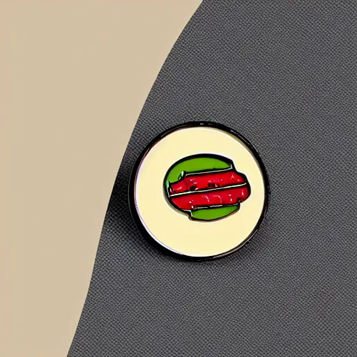 Image similar to minimalistic enamel pin of a kebab, retro design