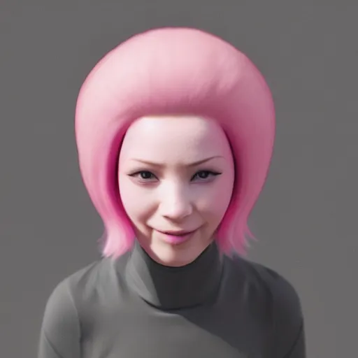 Image similar to a pink haired donut with ears, hyper realistic, unreal engine 5, octane 3 d, render