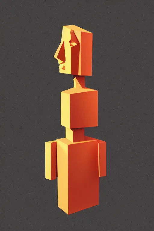 Image similar to cubist moai statue cutout digital illustration cartoon colorful beeple