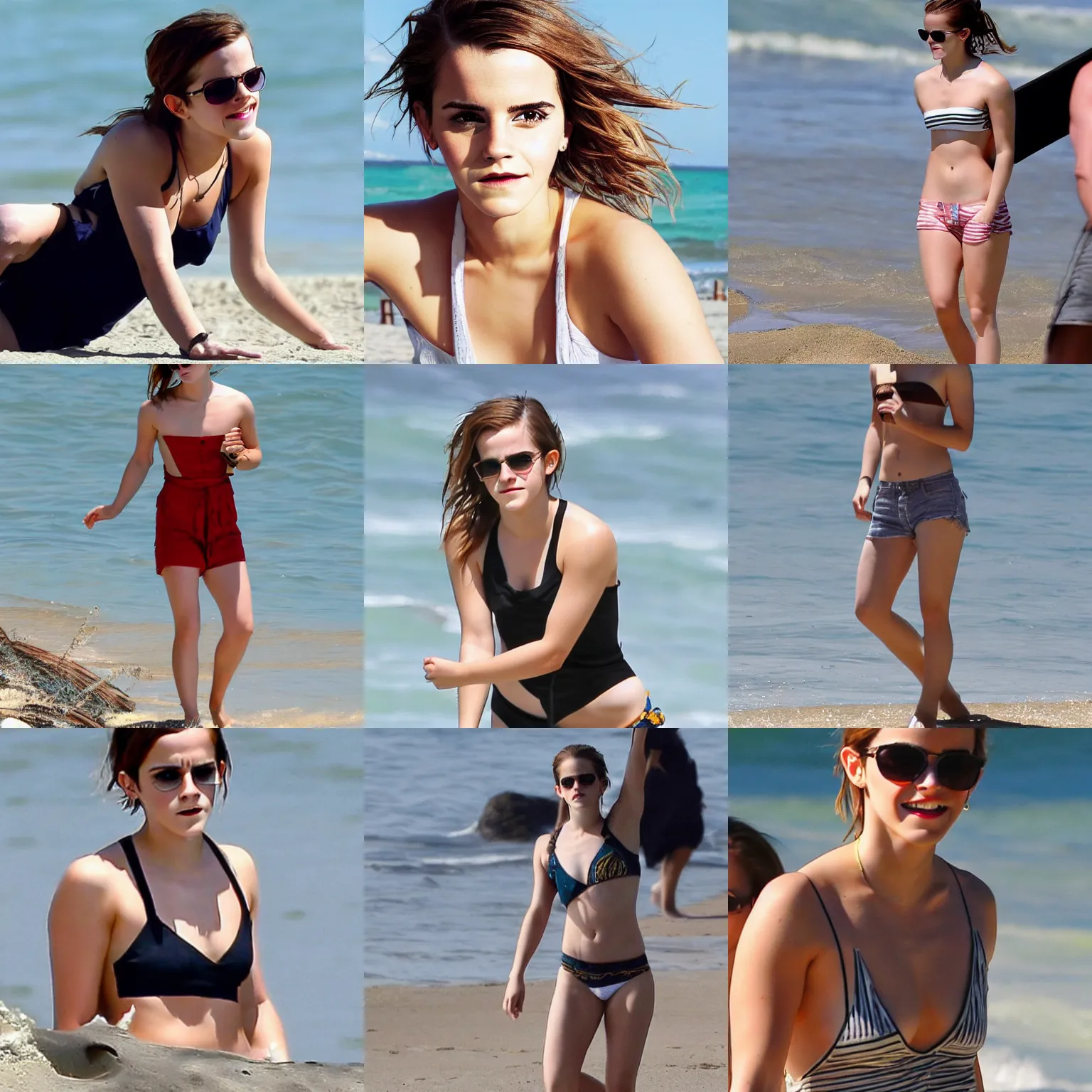 Prompt: emma watson enjoying a summer day at the beach