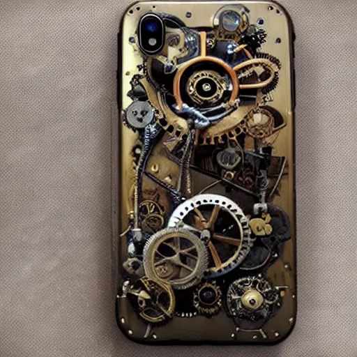 Prompt: a steampunk iPhone