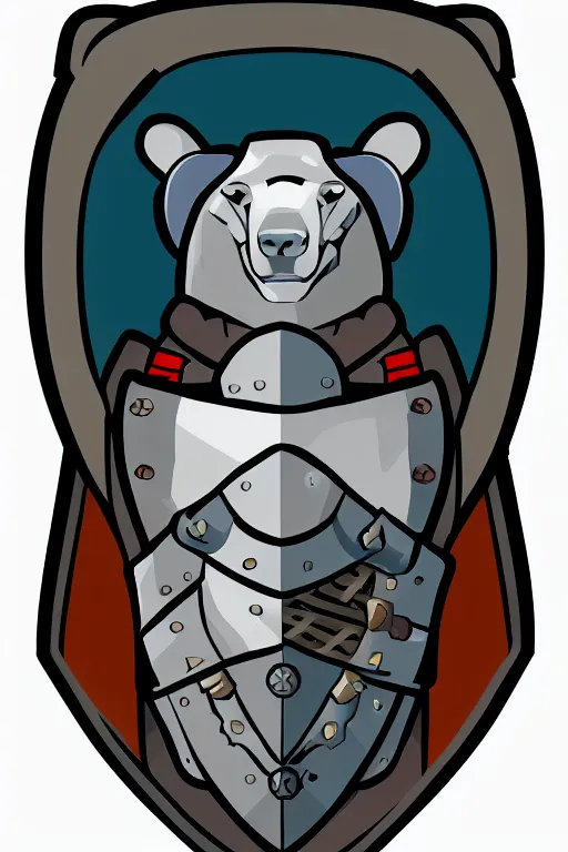 Image similar to Portrait of a polar bear in medieval armor, knight, medieval, sticker, colorful, illustration, highly detailed, simple, smooth and clean vector curves, no jagged lines, vector art, smooth