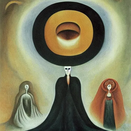 Image similar to the most enigmatic face, by leonora carrington