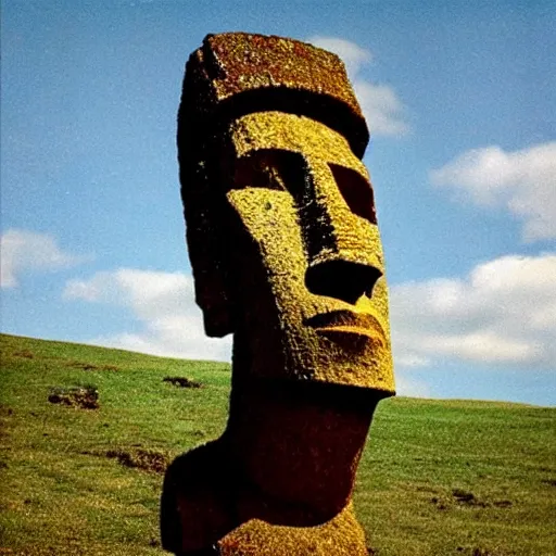 Image similar to easter island head that looks like bob dylan