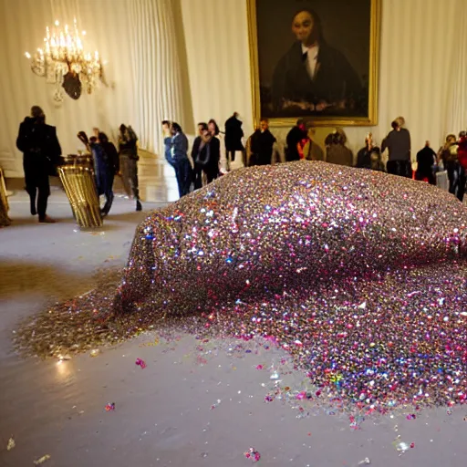 Image similar to photo aftermath glitter explosion white house