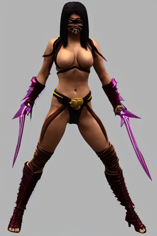 Image similar to mileena from mortal kombat 3 d render