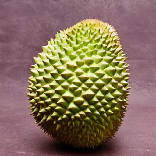 Prompt: durian with a microphone