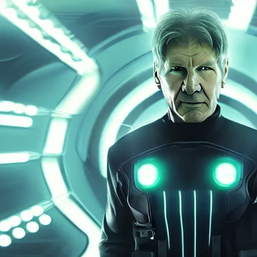 Image similar to film still of harrison ford in tron legacy ( 2 0 1 0 )