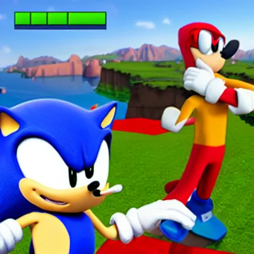 Prompt: Sonic playing Roblox