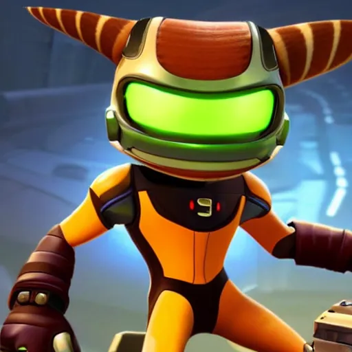 Image similar to portrait of elon musk as ratchet in ratchet and clank, in game graphic, ps 5 gameplay, screenshot, high quality