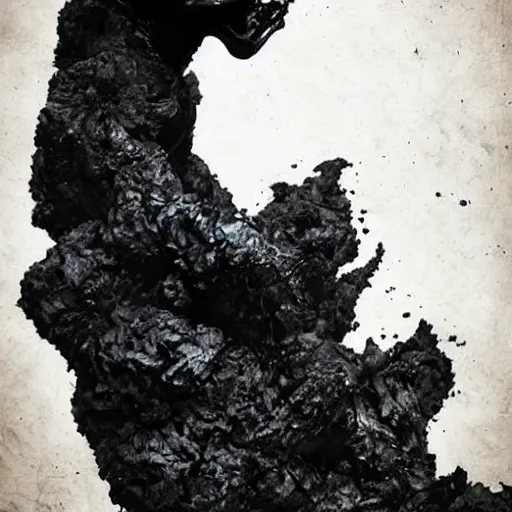 Image similar to vertical pile of melting skull vomiting black tar, anka zhuravleva