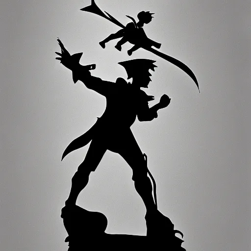 Prompt: silhouette of peter pan and captain hook