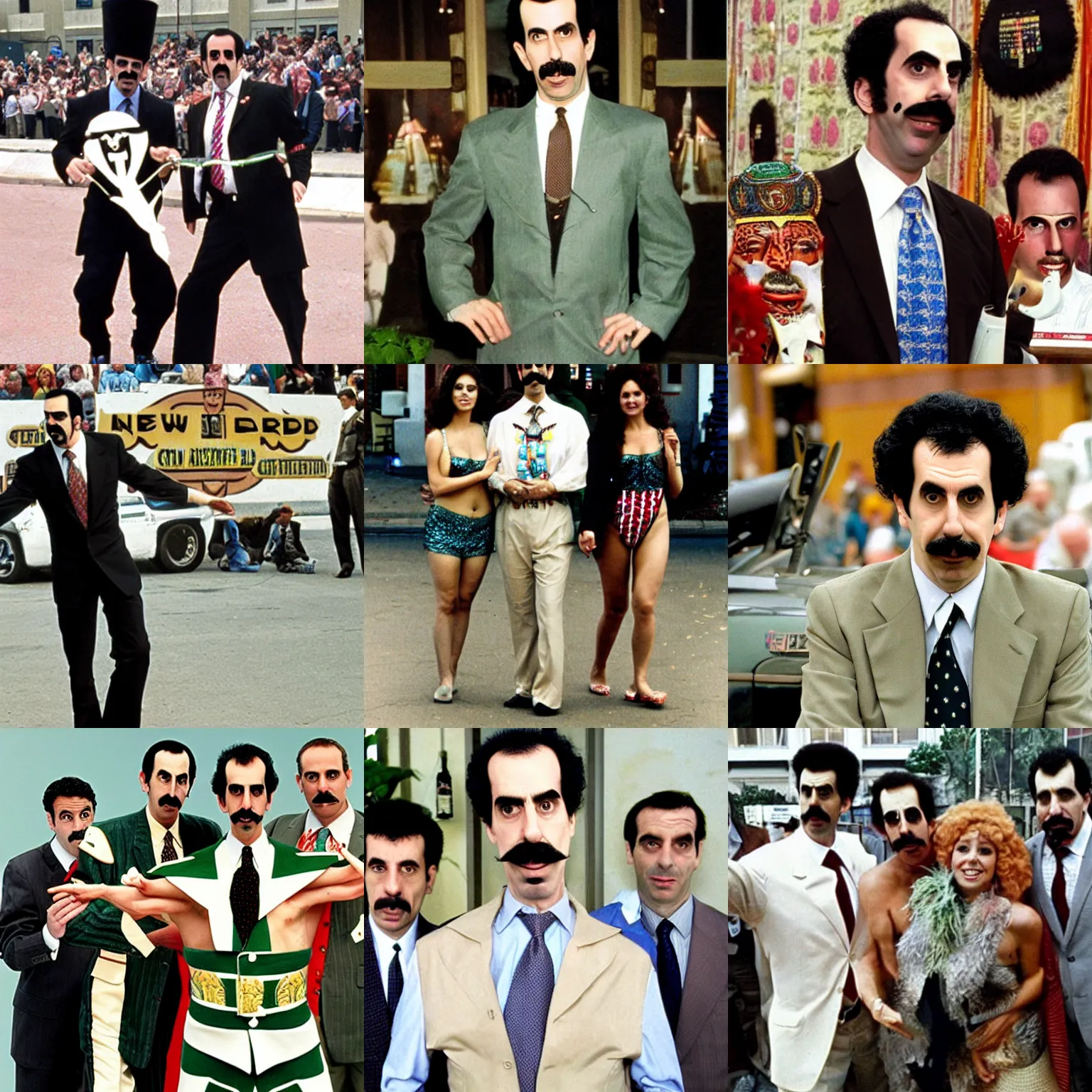Prompt: photo parade of borat is the leader of the new world order