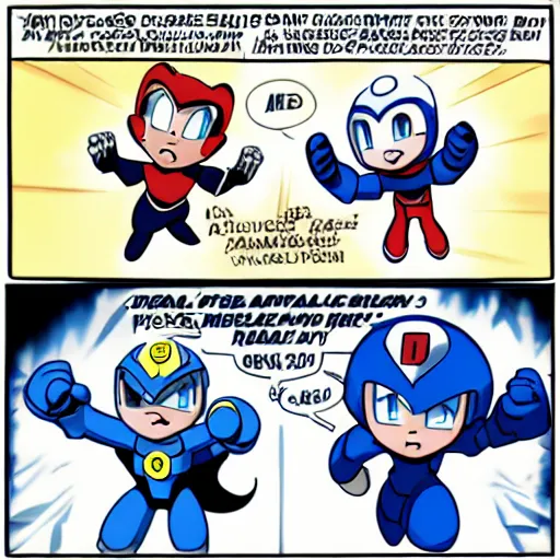 Prompt: mega man vs maga man real