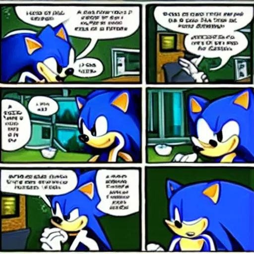 Image similar to sonic the hedgehog having a hard time in a drug treatment facility