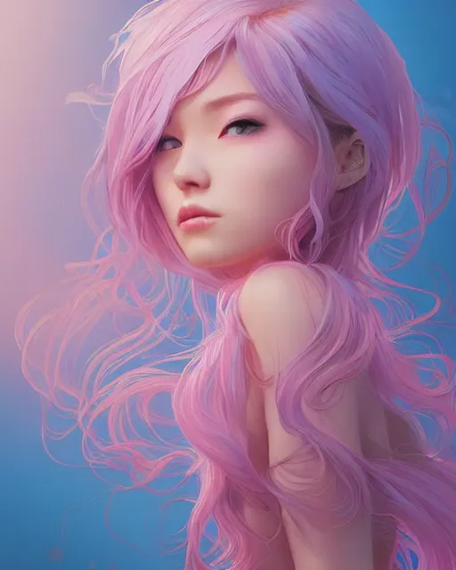 Prompt: beautiful girl pink blob hair, cute, intricate, highly detailed, digital painting, trending on artstation, concept art, smooth, sharp focus, backlit, rim light, vivid colors, illustration, unreal engine 5, 8 k, art by rossdraws and alphonse mucha